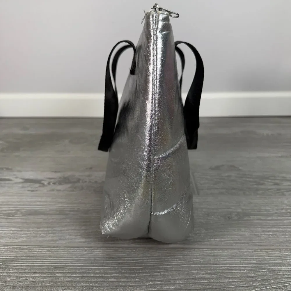 Delia's Insulated Lunch Tote Bag Shoulder Strap Quilted Metallic Silver dELiA*s